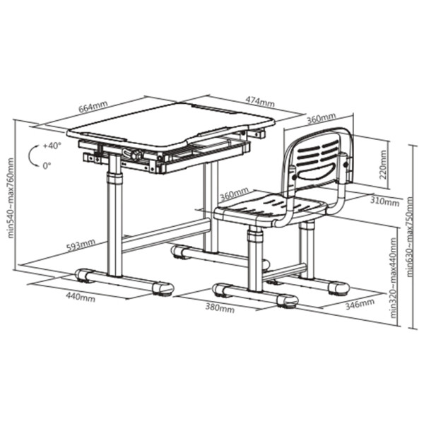 SKILLDESK GrowMate 207 (Chaise + Bureau)