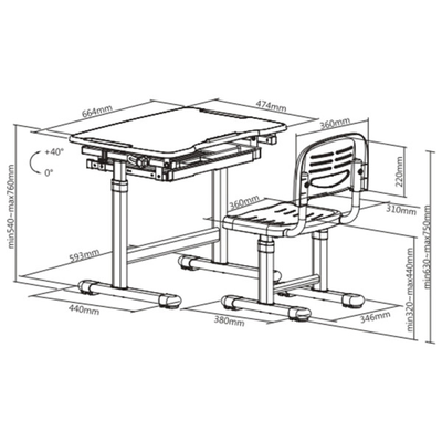 SKILLDESK GrowMate 207 (Chaise + Bureau)